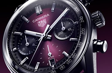 TAG Heuer открывает дымчатую элегантность с новым хронографом Tag Heuer Carrera и турбийоном в фиолетовом цвете