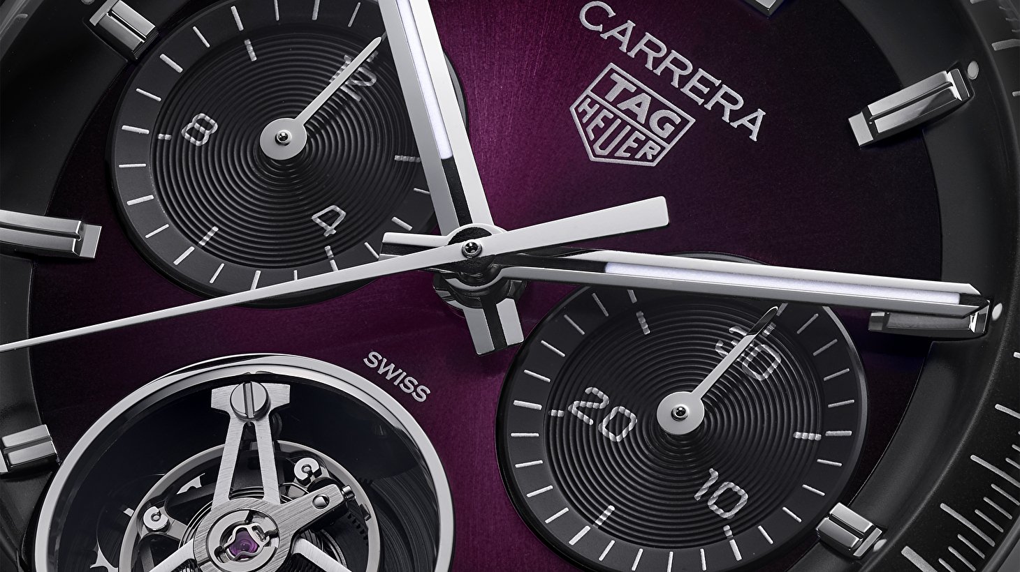 TAG Heuer открывает дымчатую элегантность с новым хронографом Tag Heuer Carrera и турбийоном в фиолетовом цвете